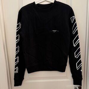 Off-White Black Crewneck Sweater with White Graphics